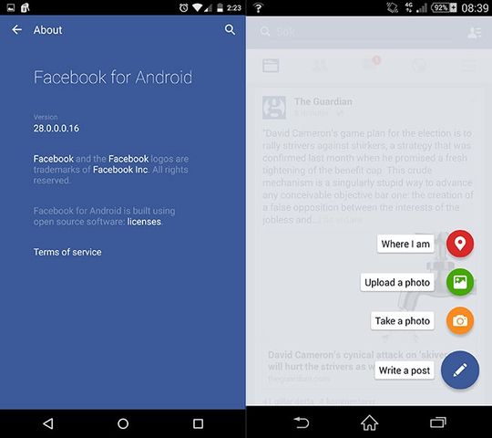 Facebook is testing the application with the elements of the "real" design